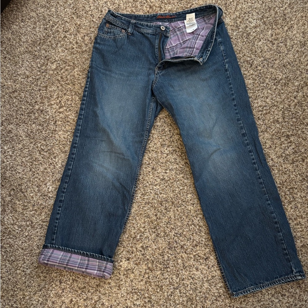 Eddie Bauer Petite Flannel-Lined Jeans | women size 12